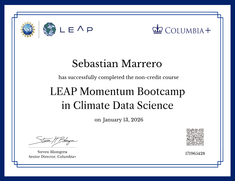 LEAP Momentum Bootcamp in Climate Data Science — Sebastian Marrero